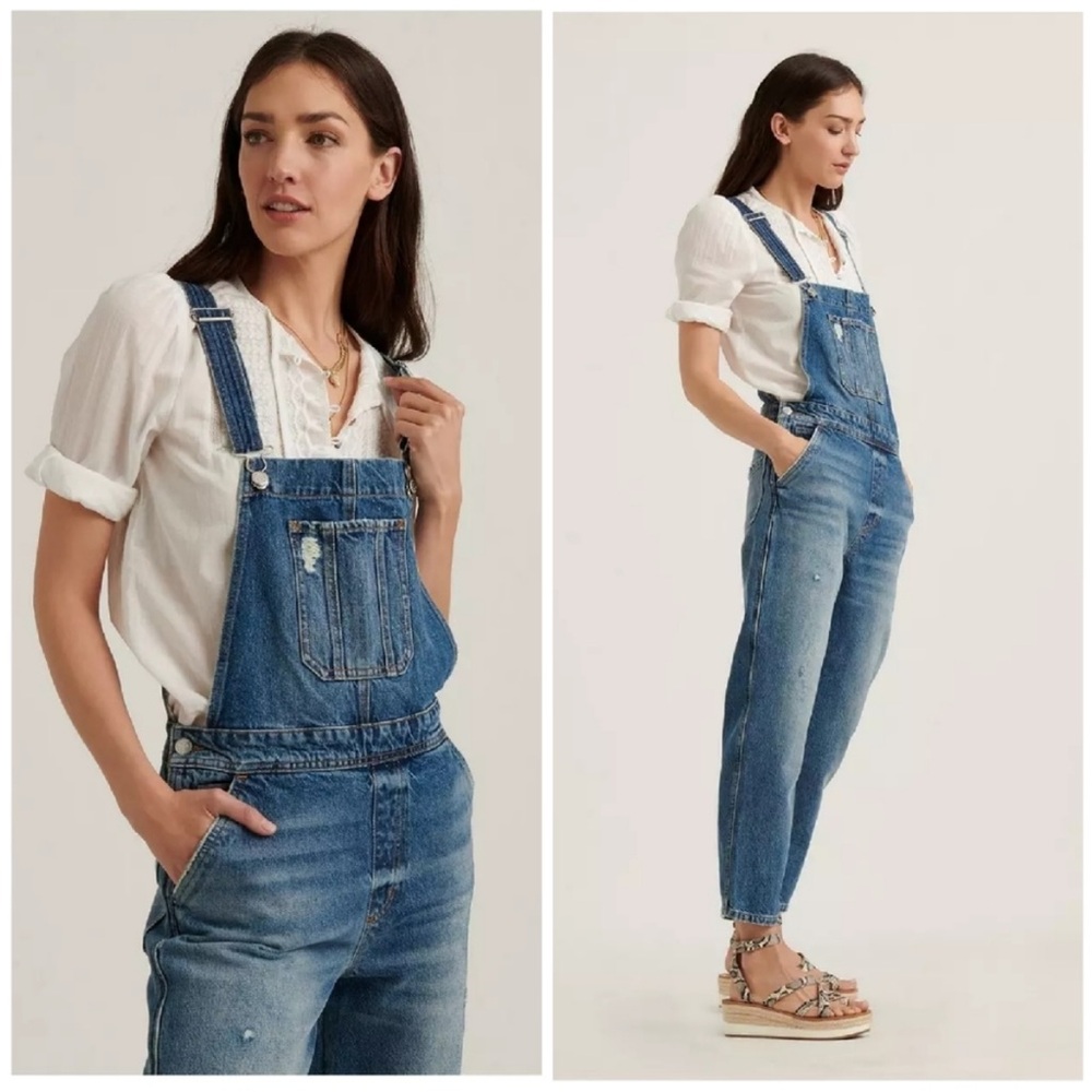 Lucky Brand Relaxed Cropped Crop Jean Overalls
